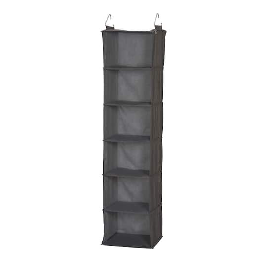 Household Essentials Gray Linen 6-Shelf Hanging Closet Organizer